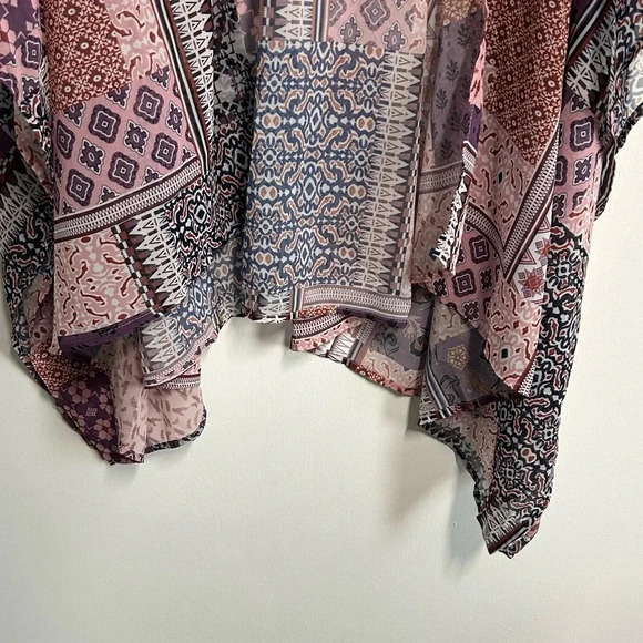 Sheer‎ Floral Patchwork One Size Open Front Kimono Topper Boho Festival Hippie - Picture 11 of 16